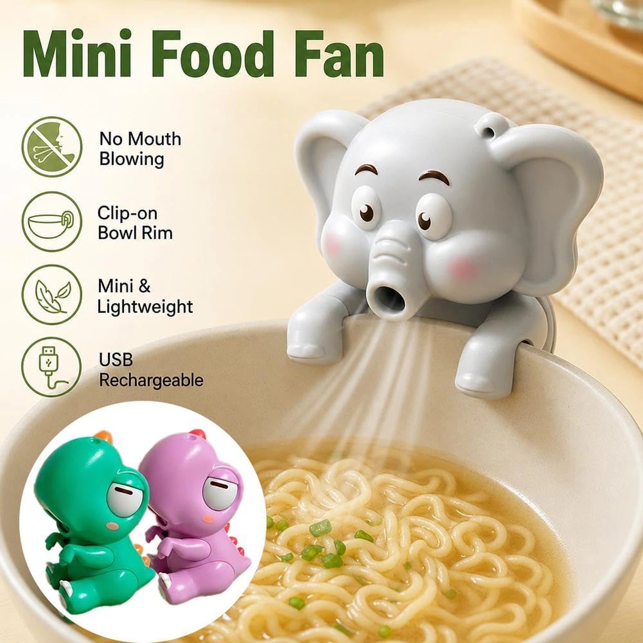 Cute Animal Clip-On Mug Fan